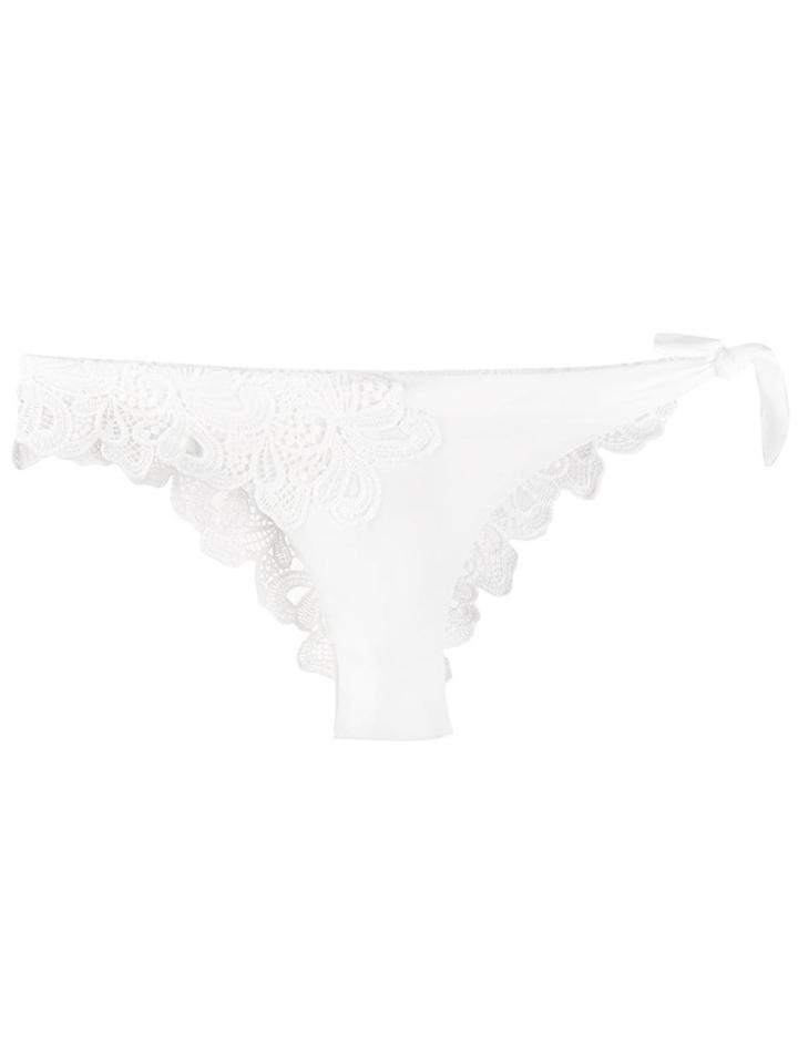 Ermanno Scervino Embroidered Floral Bikini Bottoms - White