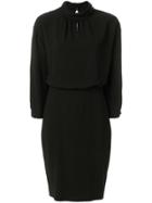 Boutique Moschino Fitted Gathered Collar Dress - Black
