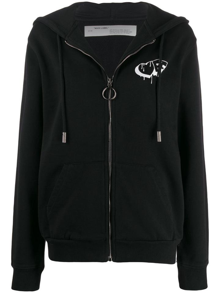 Off-white Graffiti Logo Zipped Hoodie - 1001 Black White