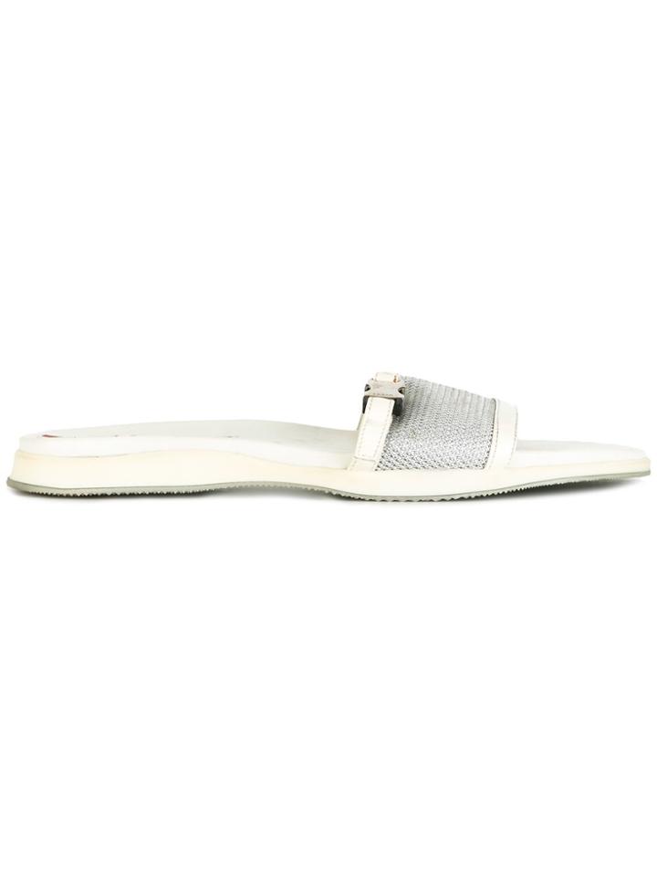 Prada Vintage Mesh Slide Sandals - White