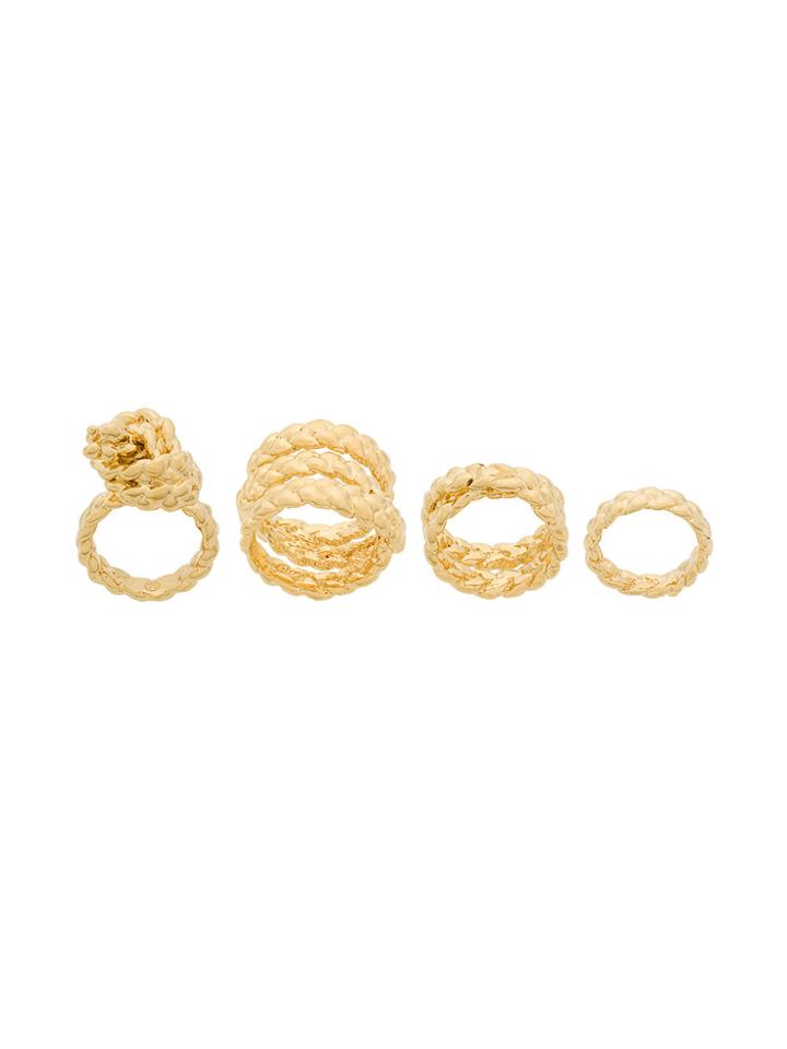 Maison Margiela Rope-detail Ring Set - Metallic