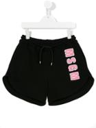Msgm Kids Logo Appliqué Shorts, Girl's, Size: 14 Yrs, Black