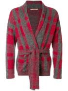 Nuur Patterned Belted Cardigan - Red