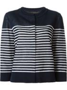 Ermanno Scervino Striped Cardigan, Women's, Size: 46, Blue, Cotton/polyamide/viscose