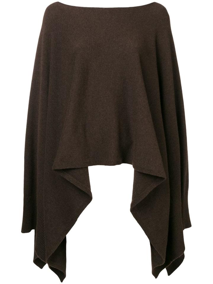 Agnona Boat Neck Poncho - Brown