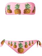 Dolce & Gabbana Bandeau Pineapple Bikini, Women's, Size: 4, Pink/purple, Spandex/elastane/polyimide/polyamide