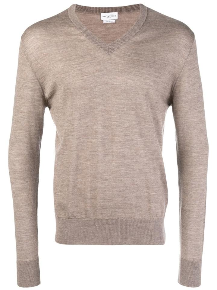 Ballantyne V-neck Knitted Jumper - Neutrals