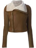 Rick Owens Shearling Lined Biker Jacket, Women's, Size: 44, Nude/neutrals, Lamb Skin/cotton/viscose
