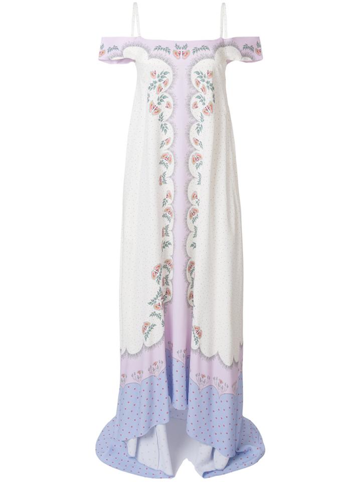 Vilshenko Print Cold Shoulder Maxi Dress - White