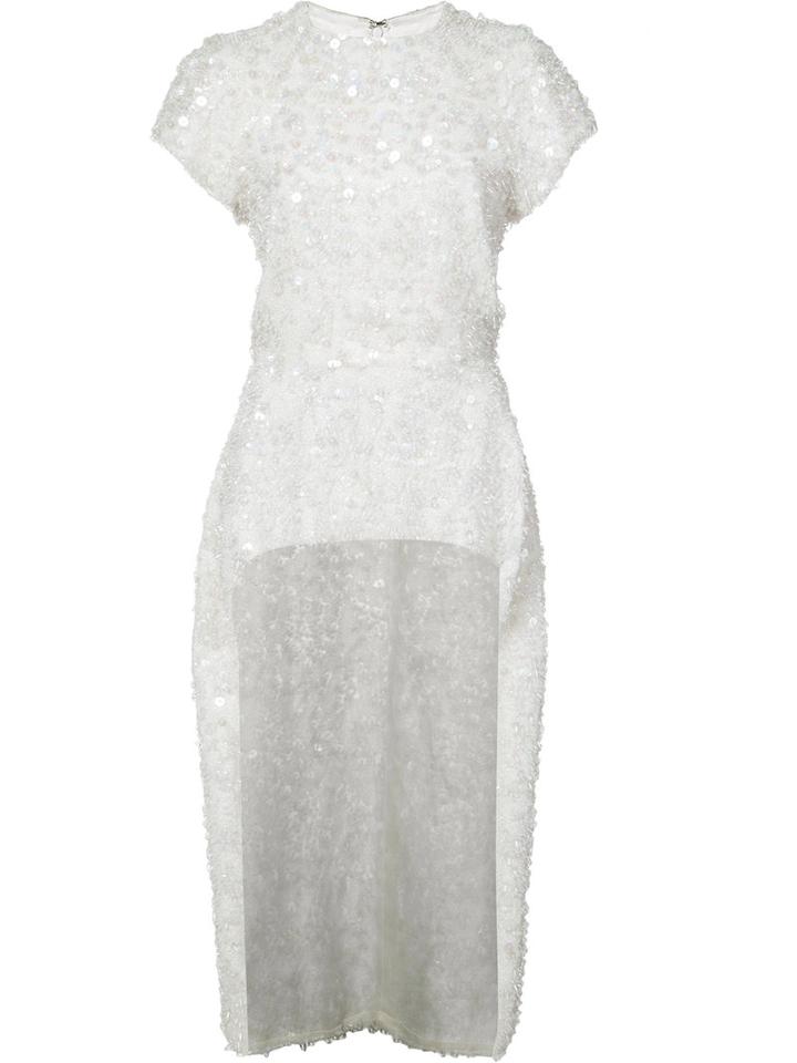 Christian Siriano - Asymmetric Sequin Blouse - Women - Sequin - 6, Women's, White, Sequin