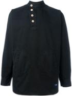 Bleu De Paname Off-centre Fastening Shirt, Men's, Size: M, Black, Cotton