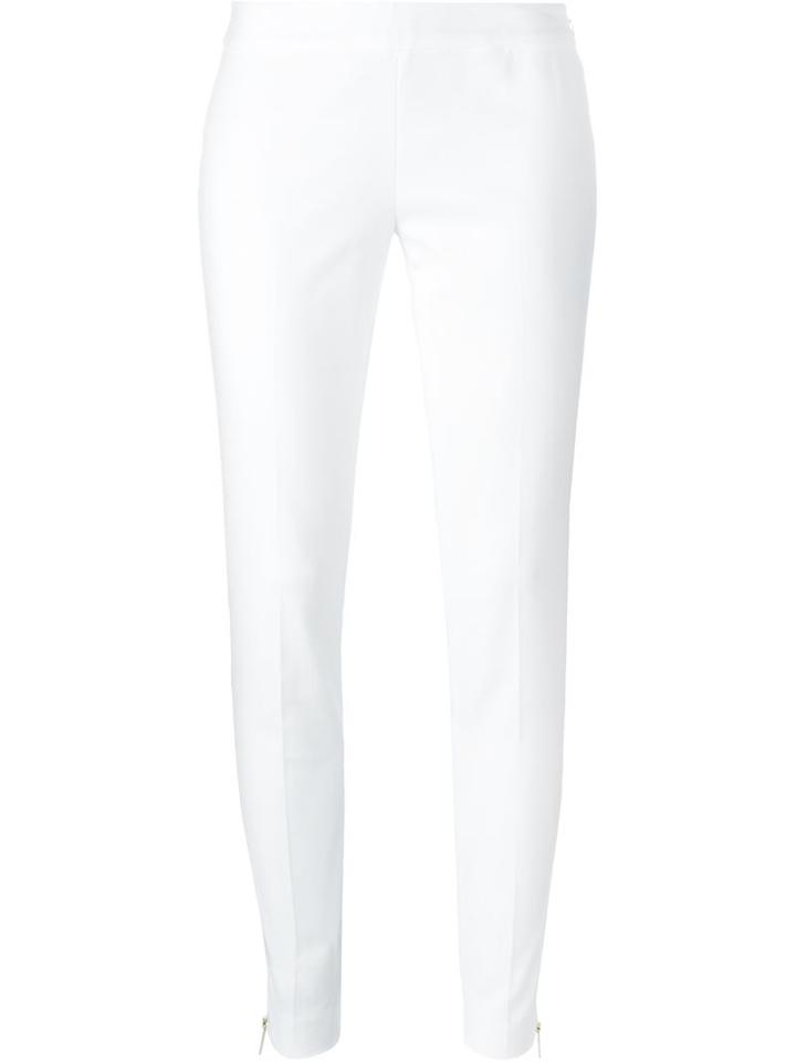 Michael Michael Kors Zip Detail Skinny Trousers, Women's, Size: 4, White, Cotton/spandex/elastane