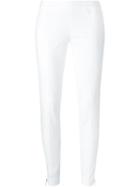 Michael Michael Kors Zip Detail Skinny Trousers, Women's, Size: 4, White, Cotton/spandex/elastane