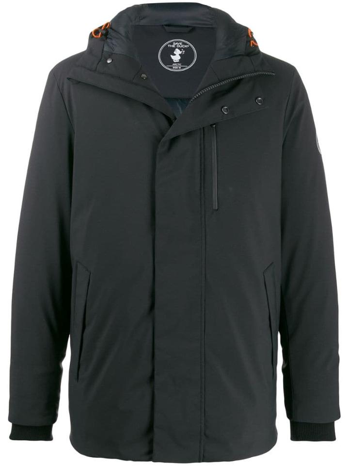 Save The Duck Logo Patch Parka Coat - Grey