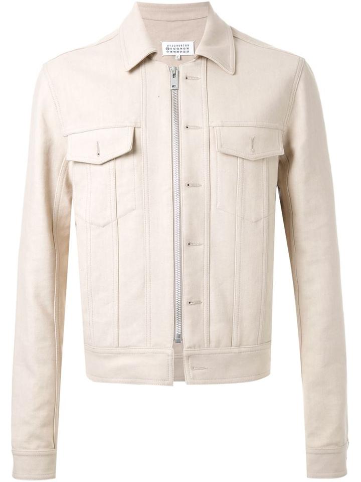 Maison Margiela Zip-up Denim Jacket, Men's, Size: 52, Nude/neutrals, Cotton