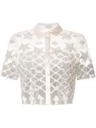 Temperley London Sheer Sequin Embroidered Shirt - Silver