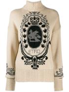 Etro Intarsia Logo Turtleneck Sweater - Neutrals