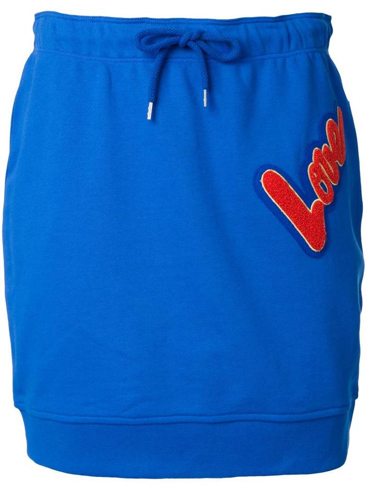 Love Moschino Love Patch Drawstring Skirt, Women's, Size: 42, Blue, Cotton
