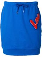 Love Moschino Love Patch Drawstring Skirt, Women's, Size: 42, Blue, Cotton