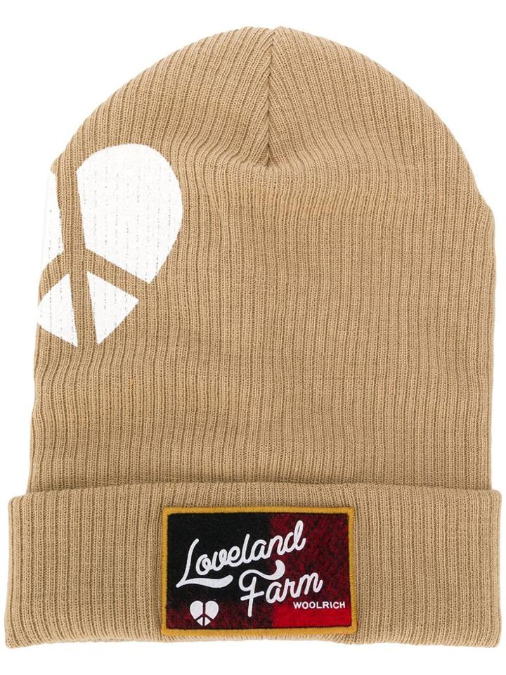 Woolrich Logo Patch Beanie - Nude & Neutrals
