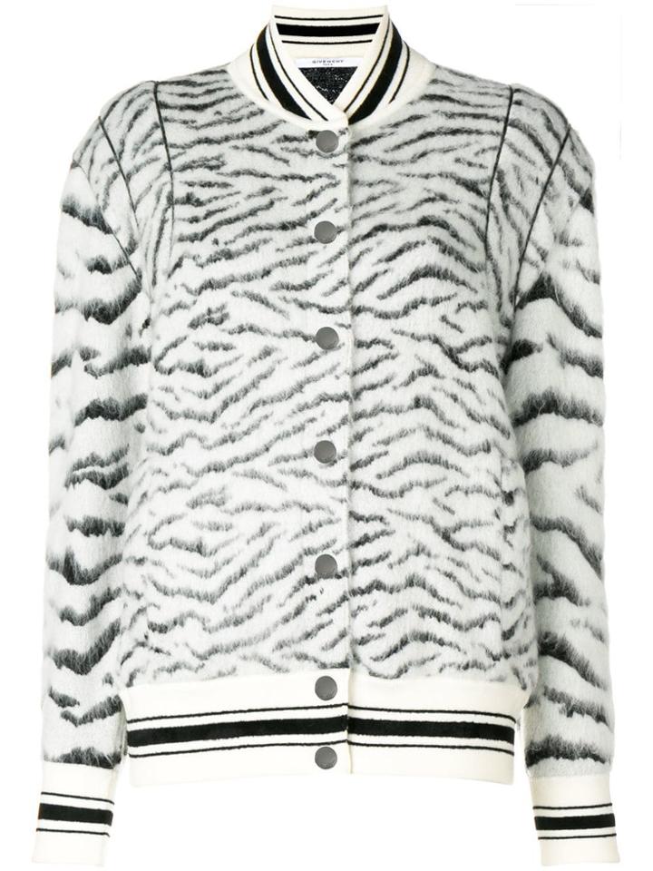 Givenchy Zebra Pattern Bomber Jacket - White
