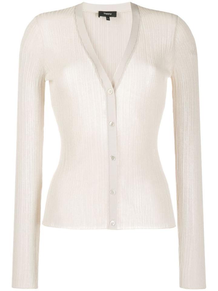 Theory Ribbed Slim-fit Cardigan - Neutrals