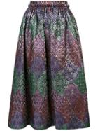 Monique Lhuillier Floral Jacquard Midi Skirt, Women's, Size: 6, Grey, Silk/polyester/polyamide
