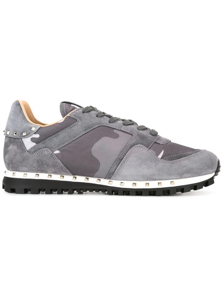 Valentino Valentino Garavani Rockstud Camouflage Sneakers - Grey