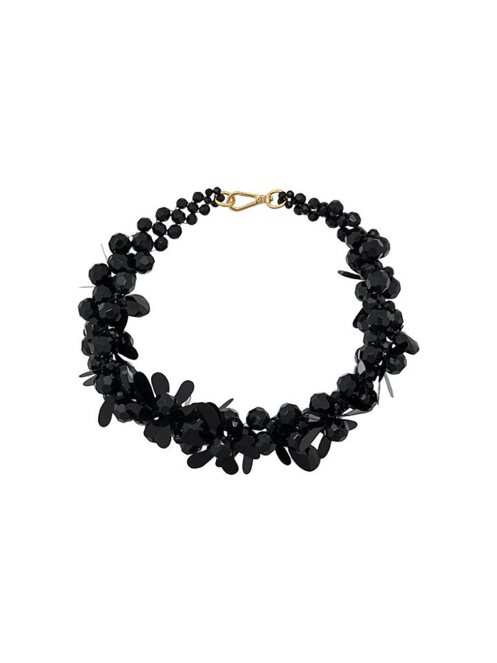 Simone Rocha Beaded Disc Necklace - Black