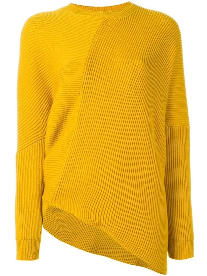 Stella Mccartney Ribbed Asymmetrical Top, Women's, Size: 44, Yellow/orange, Virgin Wool