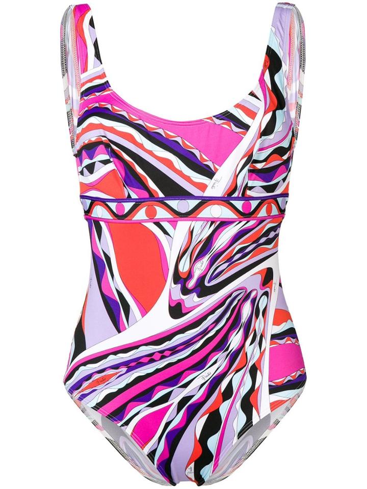 Emilio Pucci Burle Print Cutout Back Swimsuit - Pink