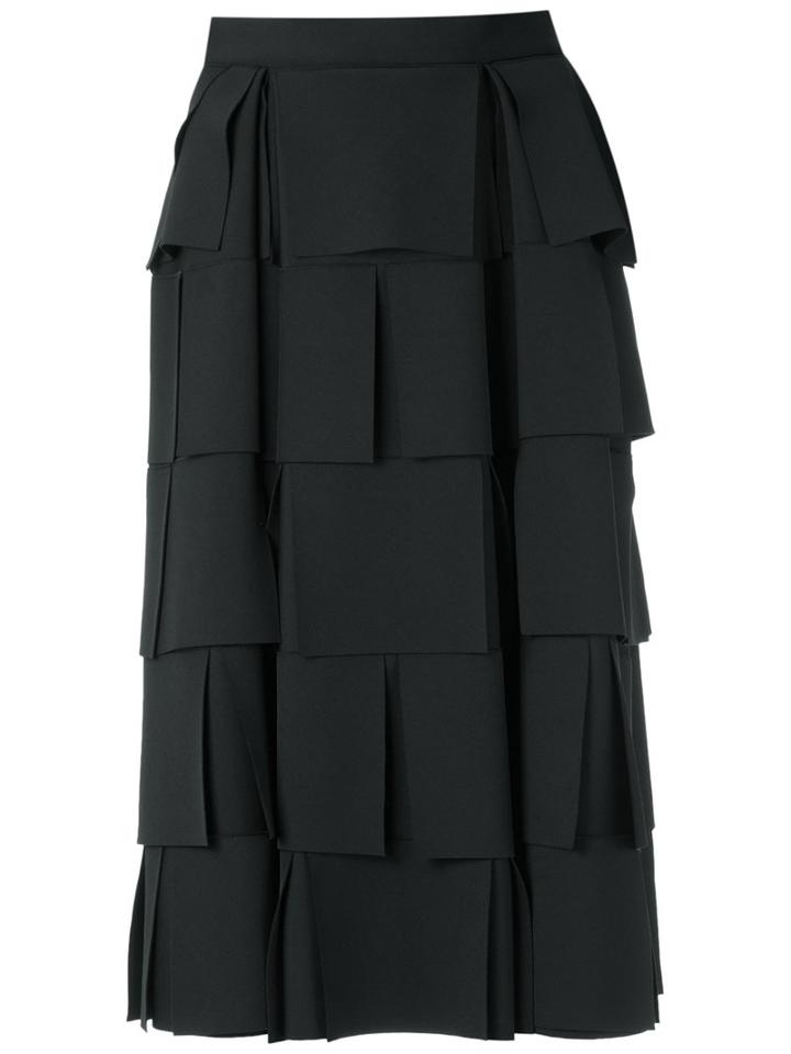 Gloria Coelho - Layered Midi Skirt - Women - Elastodiene/polyester - 38, Black, Elastodiene/polyester