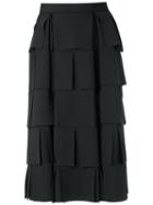 Gloria Coelho - Layered Midi Skirt - Women - Elastodiene/polyester - 38, Black, Elastodiene/polyester
