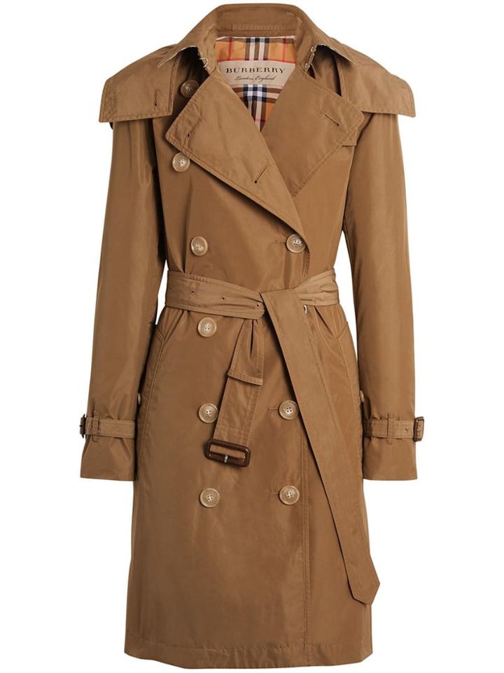 Burberry Detachable Hood Taffeta Trench Coat - Brown