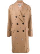 Semicouture Embellished Double-breasted Coat - Neutrals