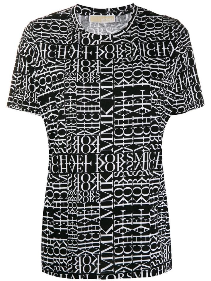 Michael Michael Kors Newsprint Logo T-shirt - Black