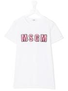 Msgm Kids Logo Patch T-shirt, Girl's, Size: 14 Yrs, White