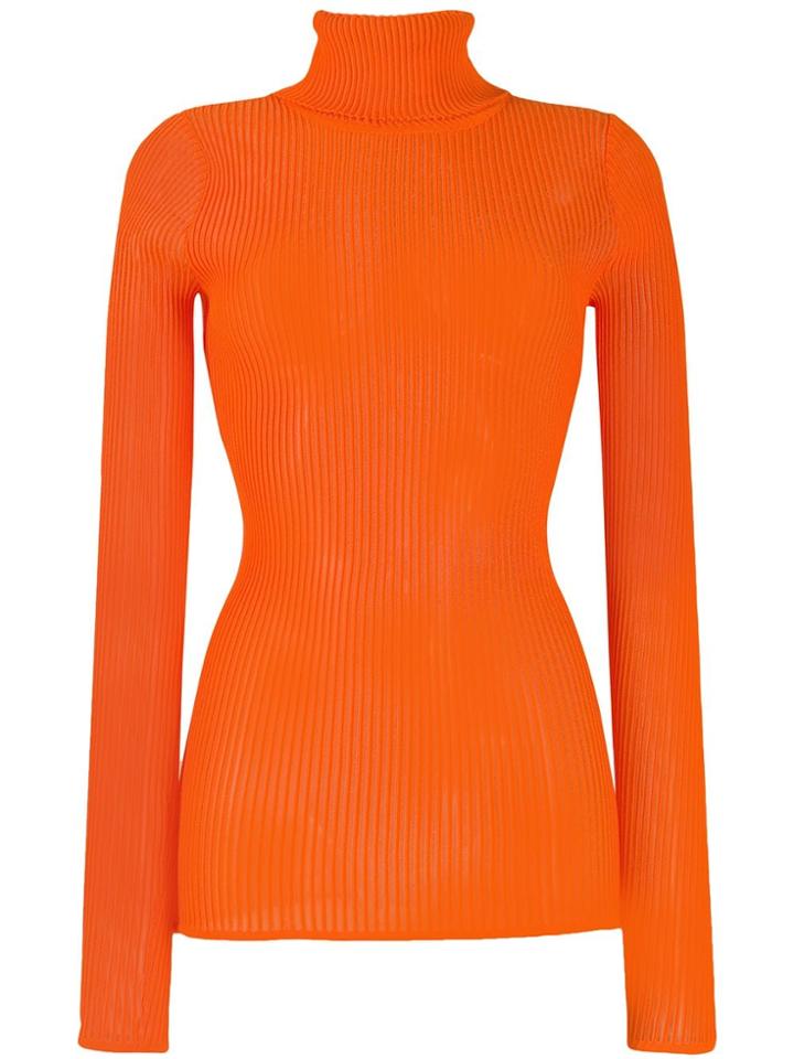 Victoria Victoria Beckham Slim Fit Turtleneck Top - Orange