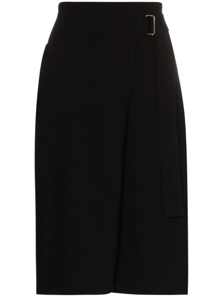 Helmut Lang Knitted Wrap Midi Skirt - Black
