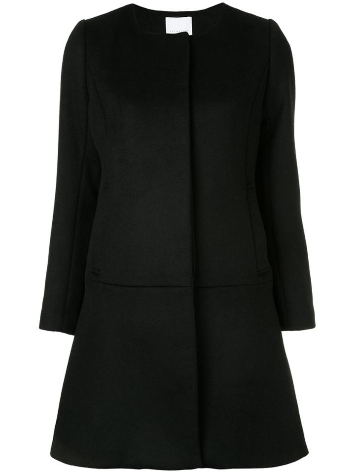Estnation Collarless Single-breasted Coat - Black