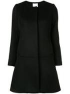 Estnation Collarless Single-breasted Coat - Black