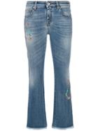 Roberto Cavalli Beads Embroidery Cropped Jeans - Blue