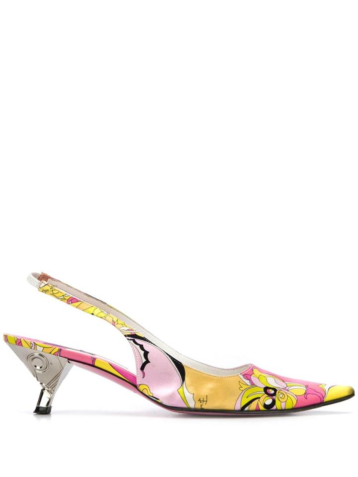 Emilio Pucci Pre-owned 2000s Printed Pointed Sling-backs - Pink