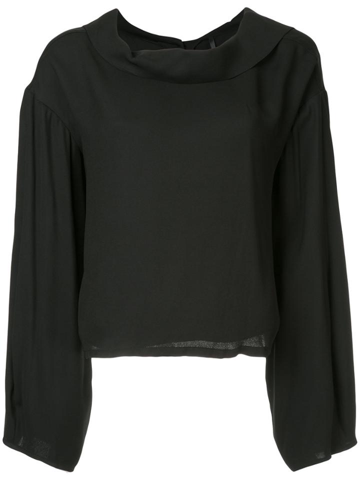 Taylor Reversed Buttoned Blouse - Black