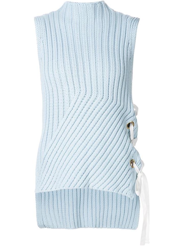 Derek Lam 10 Crosby Tie Detail Ribbed Top