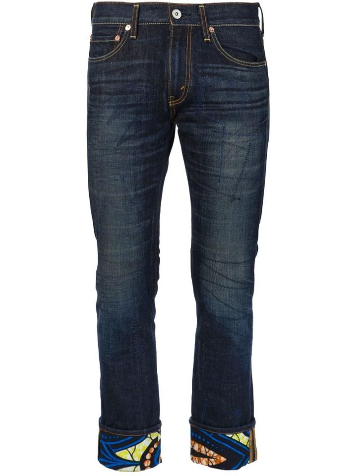 Junya Watanabe Comme Des Garçons Man Folded Cuff Jeans, Men's, Size: Large, Blue, Cotton