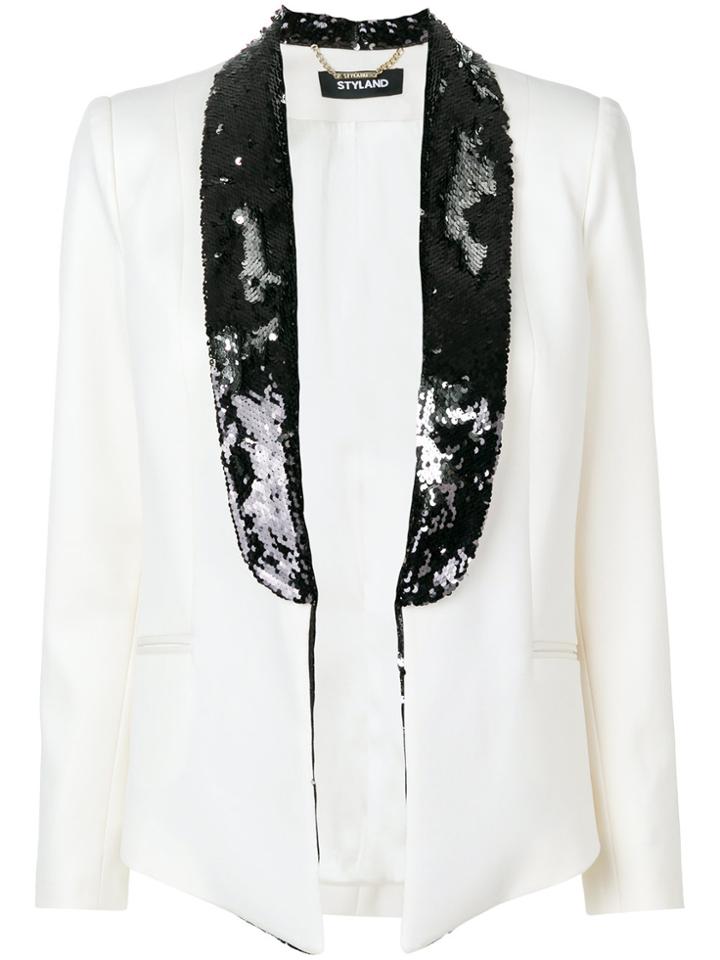 Styland Sequin Embellished Blazer - White
