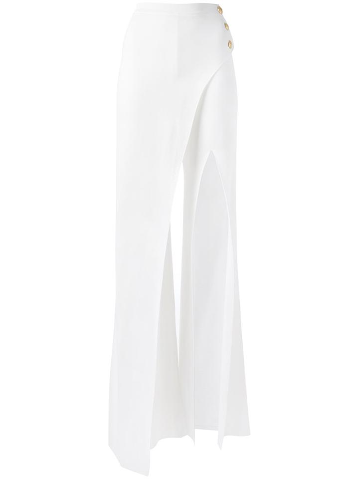 Balmain Skirt Effect Palazzo Pants, Women's, Size: 36, White, Viscose