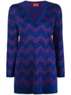 Missoni Zigzag Intarsia Jumper, Women's, Size: 44, Blue, Cupro/viscose/polyester