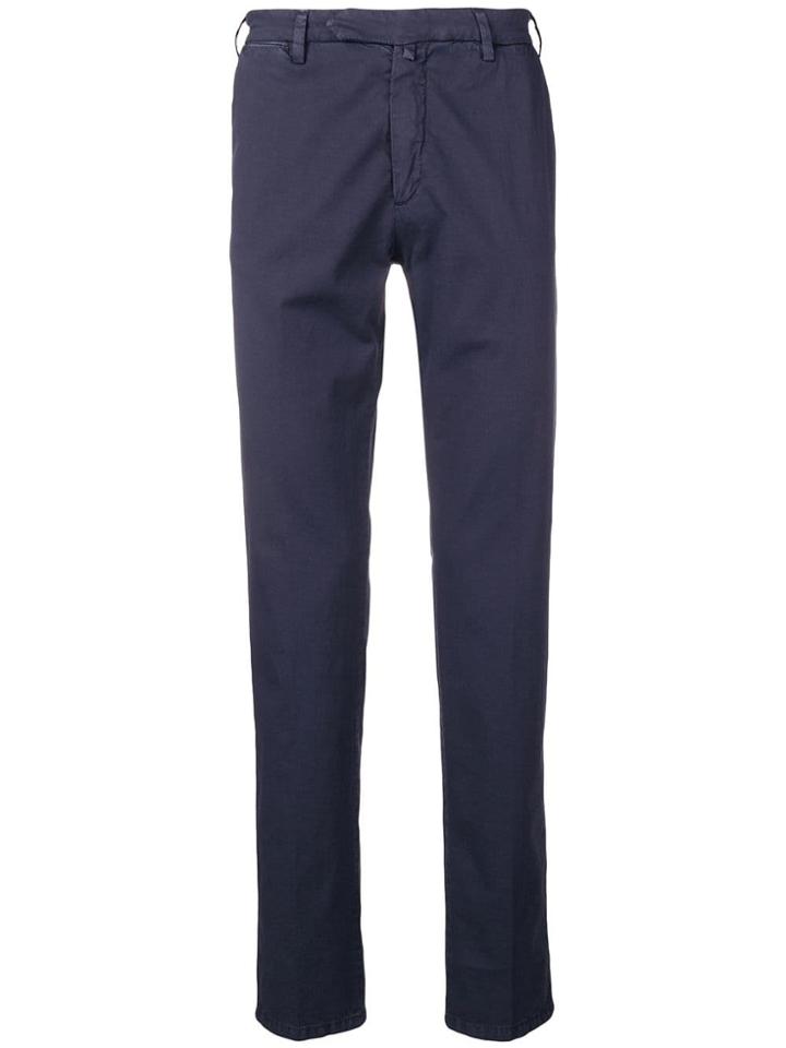 Borrelli Mid Rise Chino Trousers - Blue